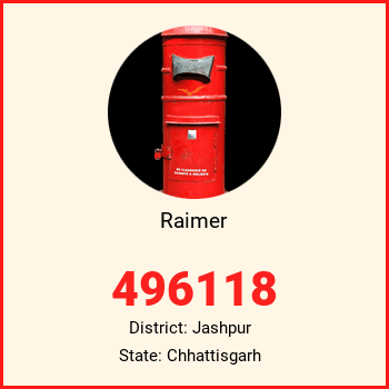 Raimer pin code, district Jashpur in Chhattisgarh