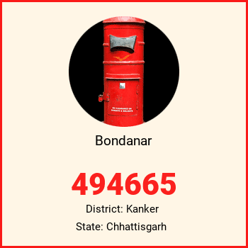 Bondanar pin code, district Kanker in Chhattisgarh