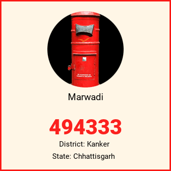 Marwadi pin code, district Kanker in Chhattisgarh