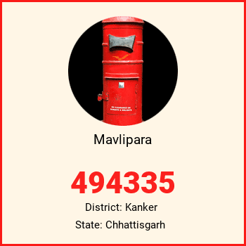 Mavlipara pin code, district Kanker in Chhattisgarh