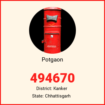Potgaon pin code, district Kanker in Chhattisgarh