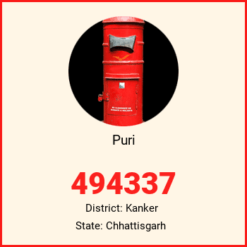 Puri pin code, district Kanker in Chhattisgarh