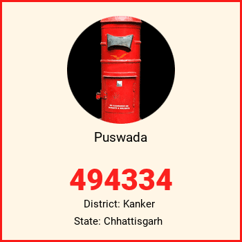 Puswada pin code, district Kanker in Chhattisgarh
