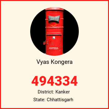 Vyas Kongera pin code, district Kanker in Chhattisgarh