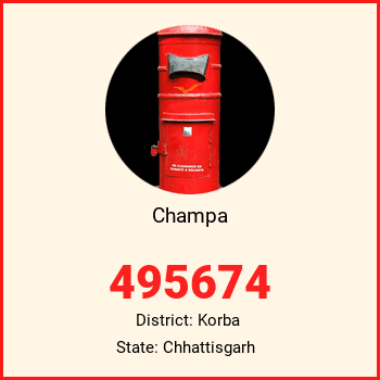 Champa pin code, district Korba in Chhattisgarh