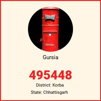 Gursia pin code, district Korba in Chhattisgarh
