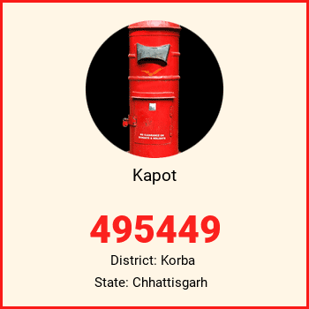 Kapot pin code, district Korba in Chhattisgarh