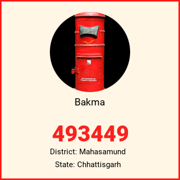 Bakma pin code, district Mahasamund in Chhattisgarh