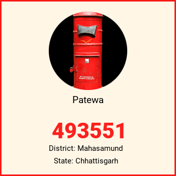 Patewa pin code, district Mahasamund in Chhattisgarh