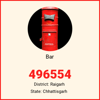 Bar pin code, district Raigarh in Chhattisgarh