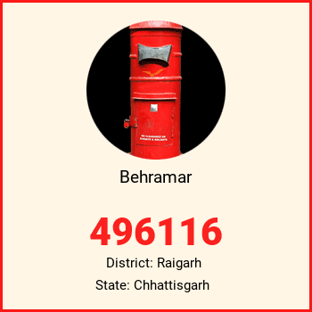 Behramar pin code, district Raigarh in Chhattisgarh