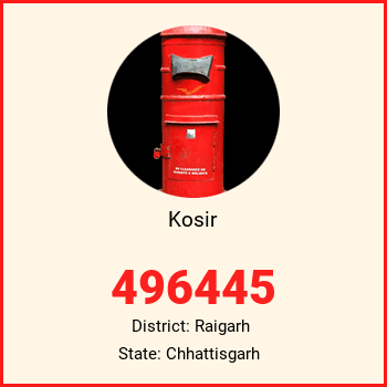 Kosir pin code, district Raigarh in Chhattisgarh