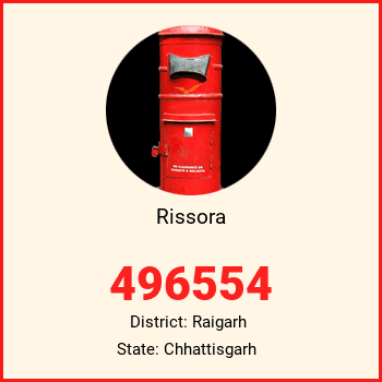 Rissora pin code, district Raigarh in Chhattisgarh
