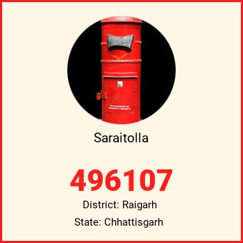 Saraitolla pin code, district Raigarh in Chhattisgarh