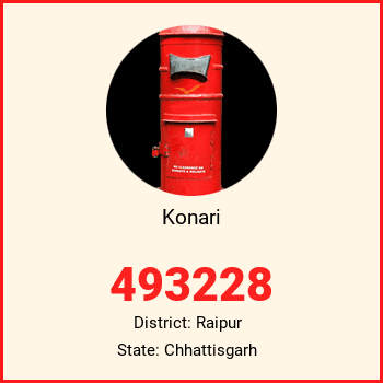 Konari pin code, district Raipur in Chhattisgarh