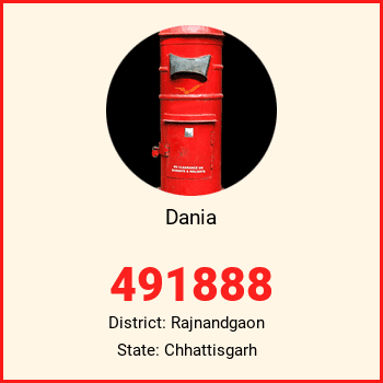 Dania pin code, district Rajnandgaon in Chhattisgarh