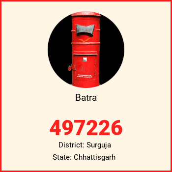 Batra pin code, district Surguja in Chhattisgarh