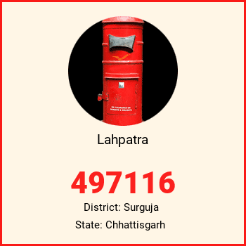 Lahpatra pin code, district Surguja in Chhattisgarh