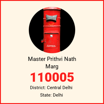 Master Prithvi Nath Marg pin code, district Central Delhi in Delhi
