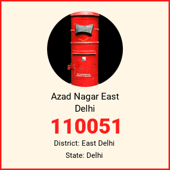 Azad Nagar East Delhi pin code, district East Delhi in Delhi