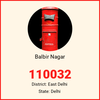 Balbir Nagar pin code, district East Delhi in Delhi