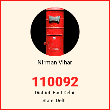 Nirman Vihar pin code, district East Delhi in Delhi