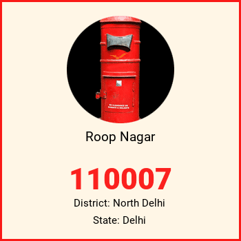 Roop Nagar pin code, district North Delhi in Delhi