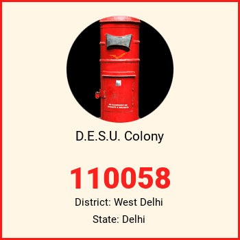 D.E.S.U. Colony pin code, district West Delhi in Delhi