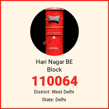 Hari Nagar BE Block pin code, district West Delhi in Delhi