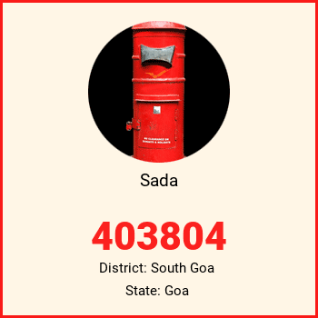 Sada pin code, district South Goa in Goa
