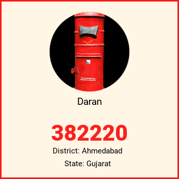 Daran pin code, district Ahmedabad in Gujarat