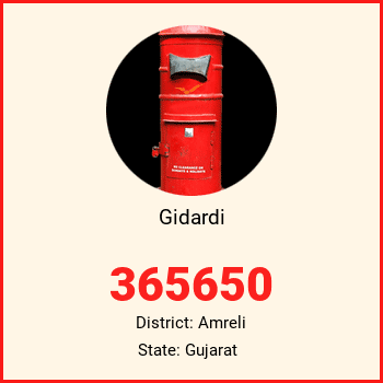 Gidardi pin code, district Amreli in Gujarat