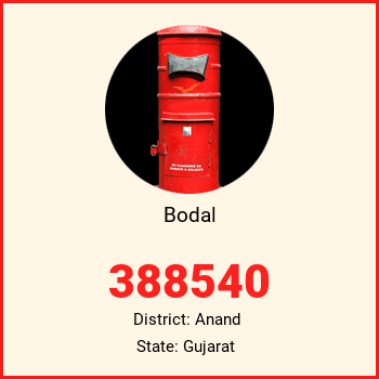 Bodal pin code, district Anand in Gujarat