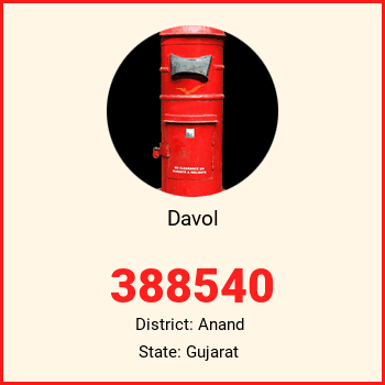 Davol pin code, district Anand in Gujarat