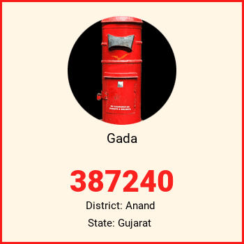Gada pin code, district Anand in Gujarat