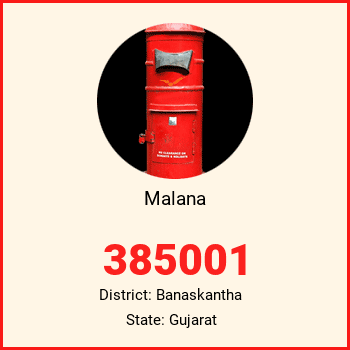 Malana pin code, district Banaskantha in Gujarat