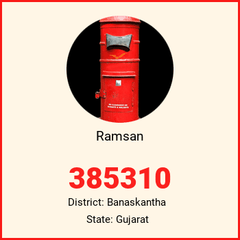 Ramsan pin code, district Banaskantha in Gujarat