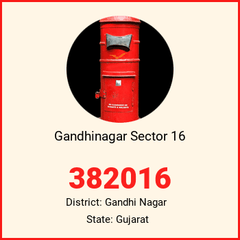 Gandhinagar Sector 16 pin code, district Gandhi Nagar in Gujarat