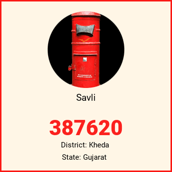 Savli pin code, district Kheda in Gujarat