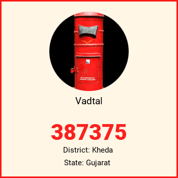 Vadtal pin code, district Kheda in Gujarat