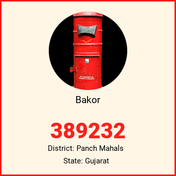 Bakor pin code, district Panch Mahals in Gujarat