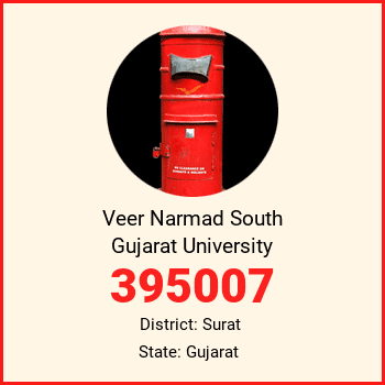 Veer Narmad South Gujarat University pin code, district Surat in Gujarat
