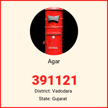 Agar pin code, district Vadodara in Gujarat