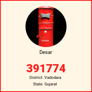 Desar pin code, district Vadodara in Gujarat