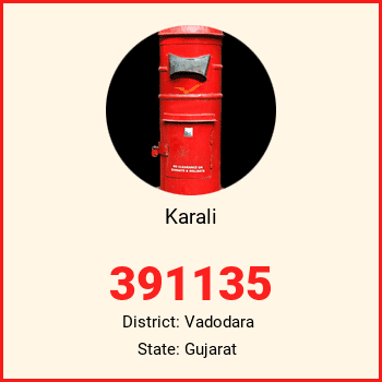 Karali pin code, district Vadodara in Gujarat