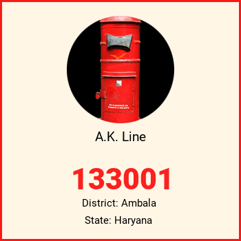 A.K. Line pin code, district Ambala in Haryana
