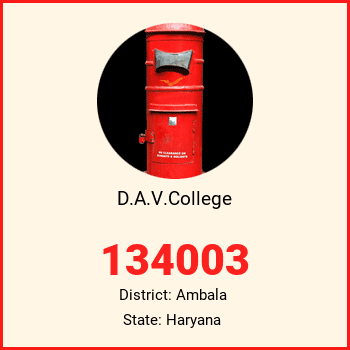 D.A.V.College pin code, district Ambala in Haryana