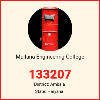 Mullana Engineering College pin code, district Ambala in Haryana