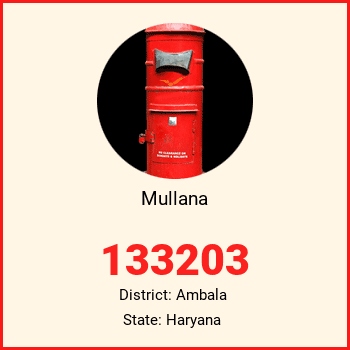 Mullana pin code, district Ambala in Haryana