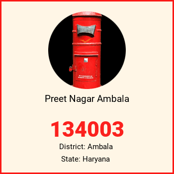 Preet Nagar Ambala pin code, district Ambala in Haryana